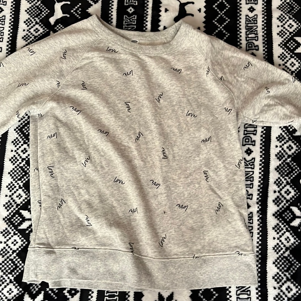 Grey long sleeve love shirt from old navy